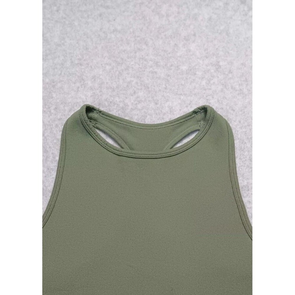 Free People intimantly Ribbed Halter Cropped Tank Top M Sage Green Seamless Boho - Picture 3 of 7